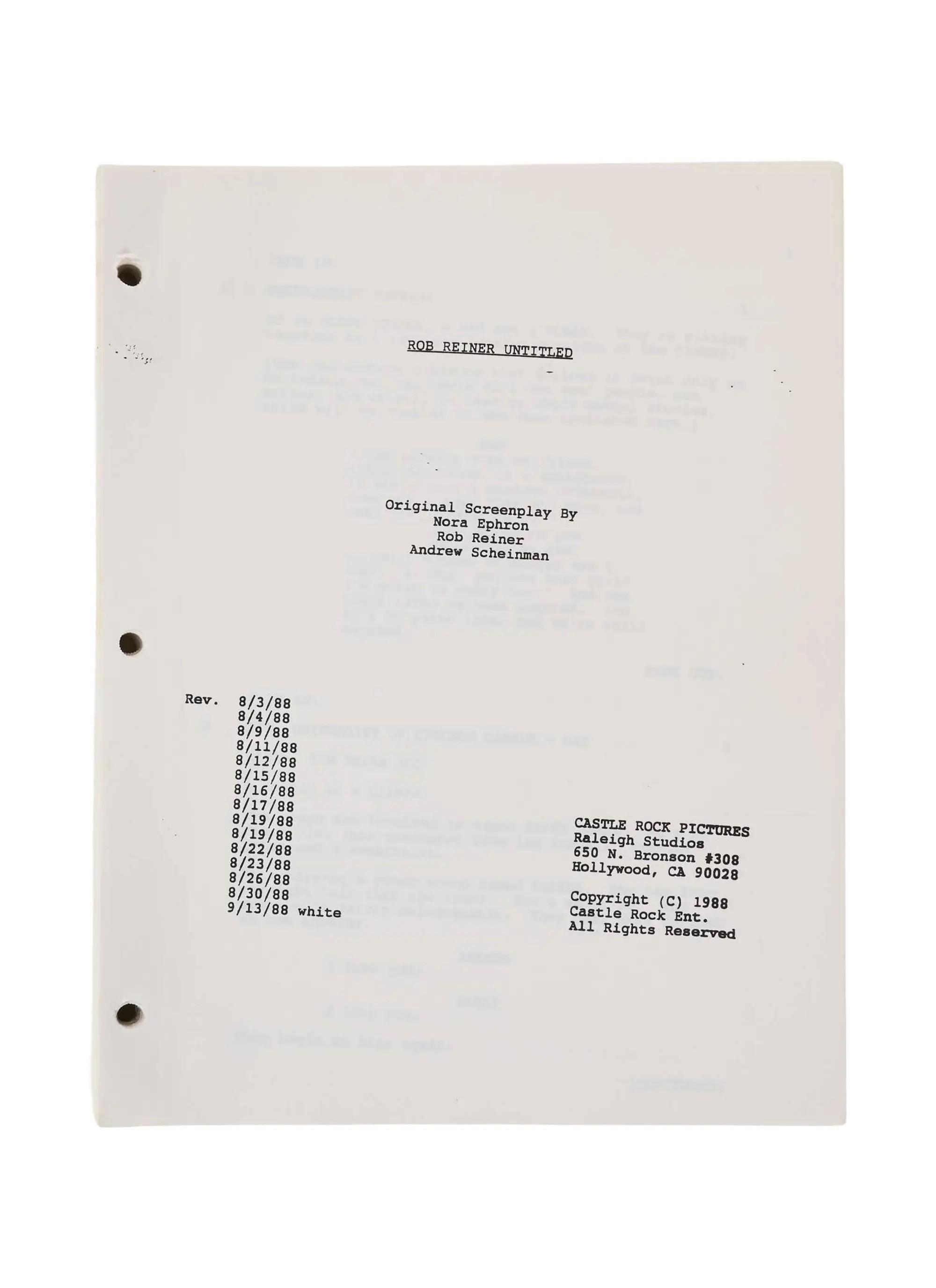 Lot #198  Rob Reiner 1989 “When Harry Met Sally…” Script