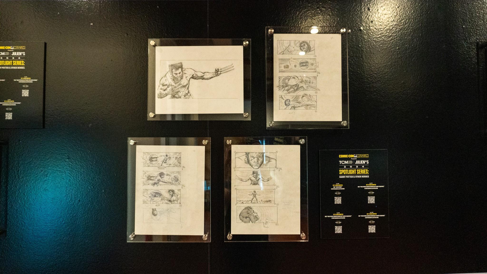 a wall with a bunch of drawings on it