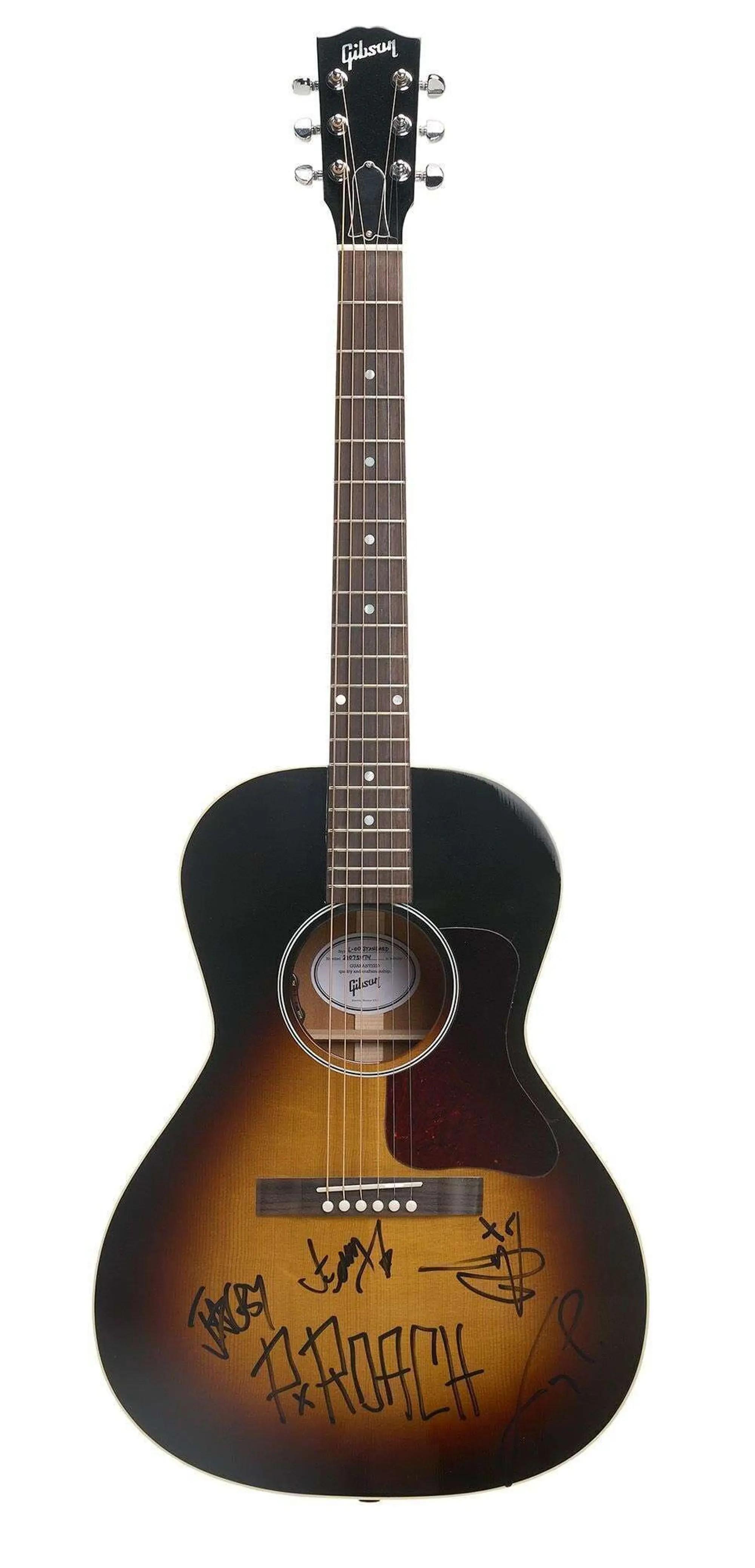 Lot #17. Papa Roach | Band-Signed Gibson L-00 Standard Acoustic Guitar Vintage Sunburst A Gibson sunburst acoustic guitar signed by P. Roach and others.