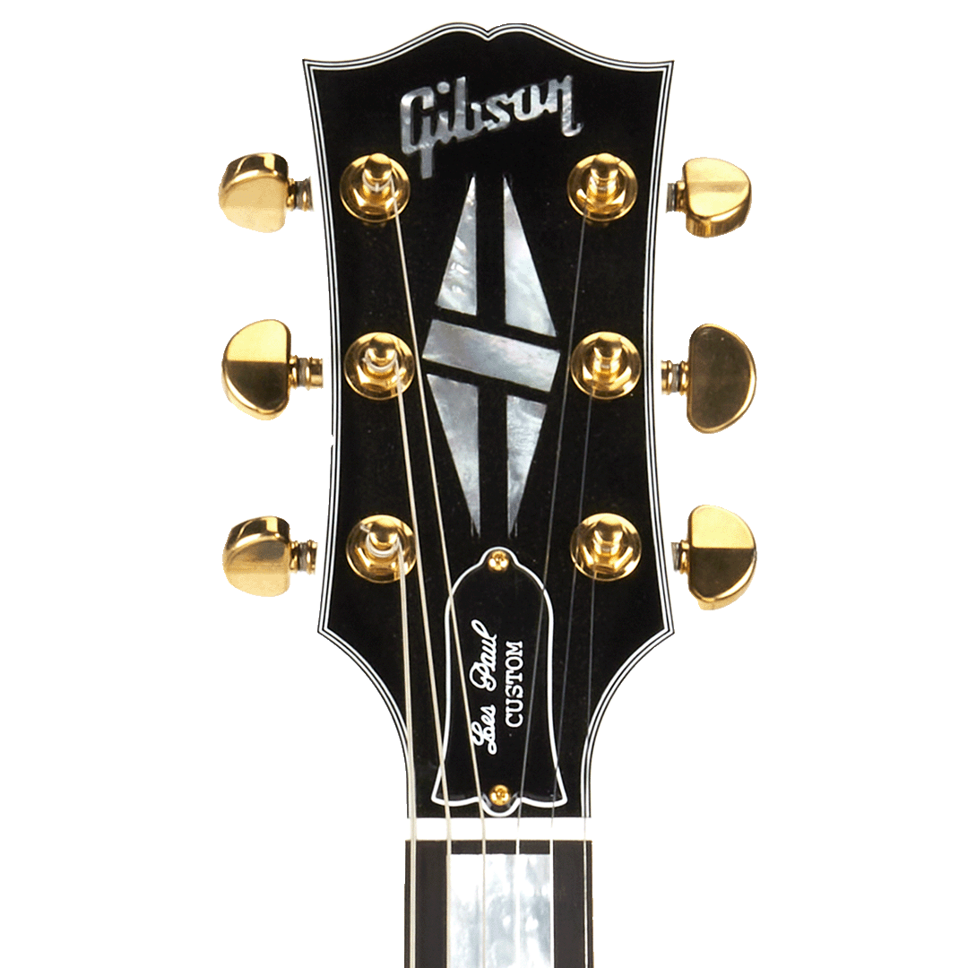 a close up of a gibson guitar headstock
