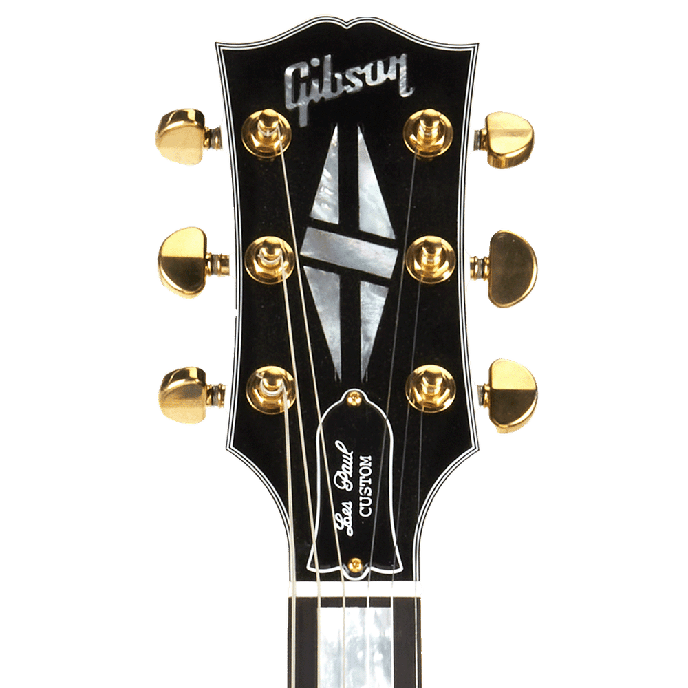 a close up of a gibson guitar headstock