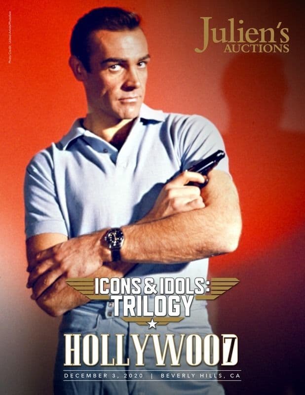 A poster for Julien's Auctions featuring Sean Connery