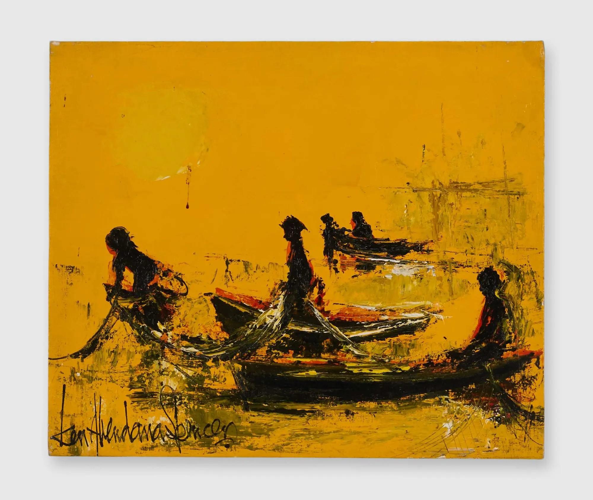 Lot #218  Roberta Flack Kenneth Abendana Spencer Tropical Paintings (3)