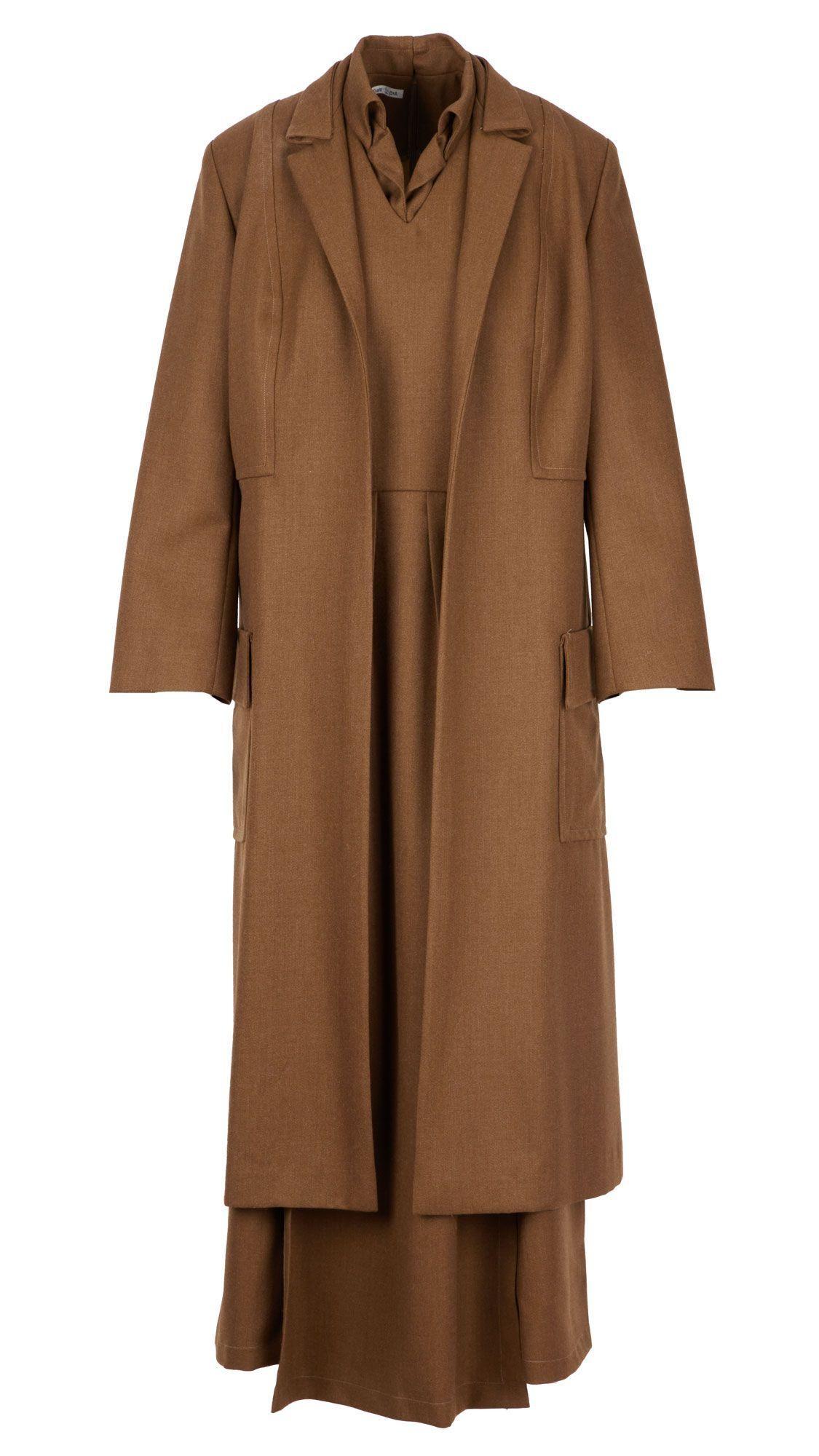 a brown robe ensemble