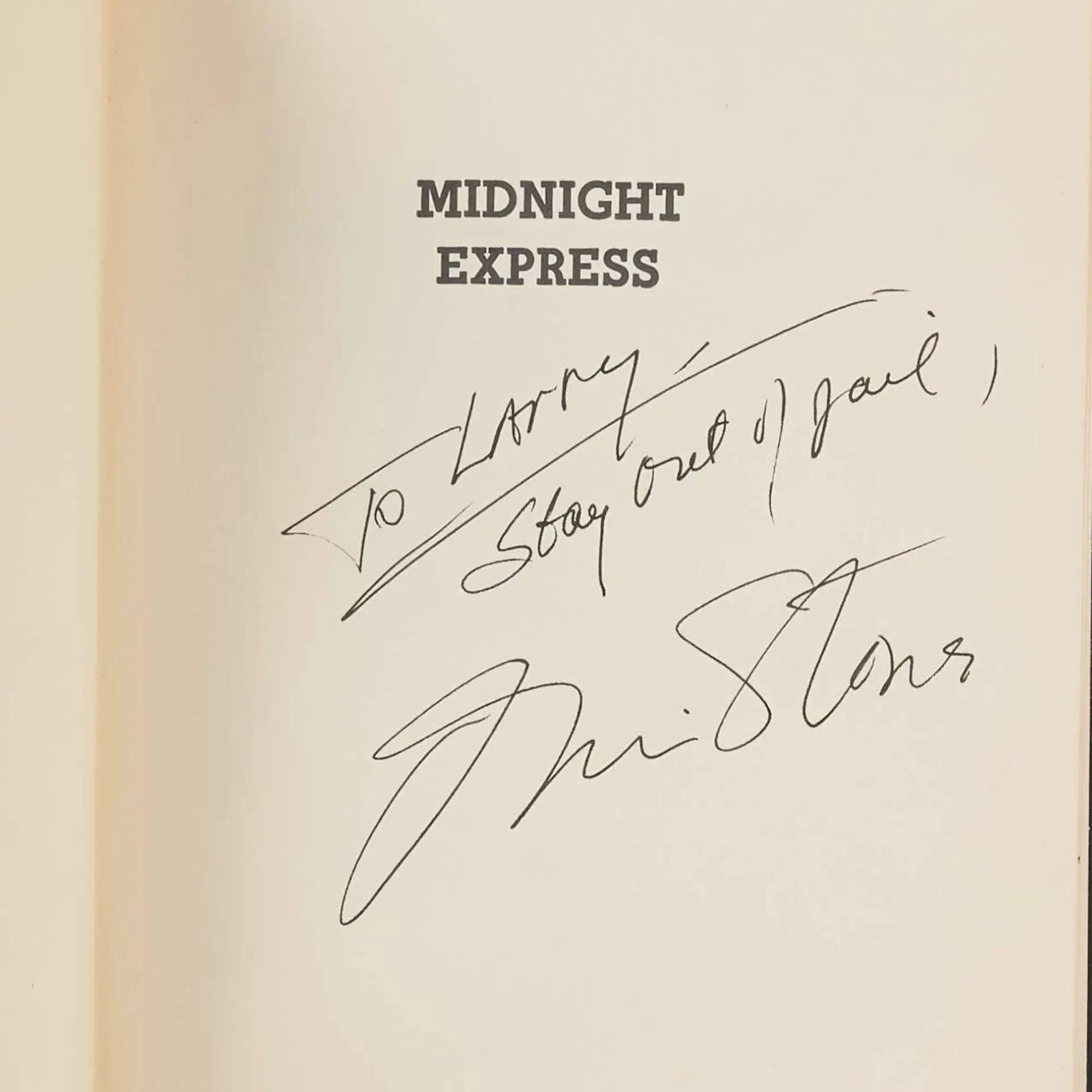 Lot #271  Midnight Express First Edition Signed by Oliver Stone and Billy Hayes