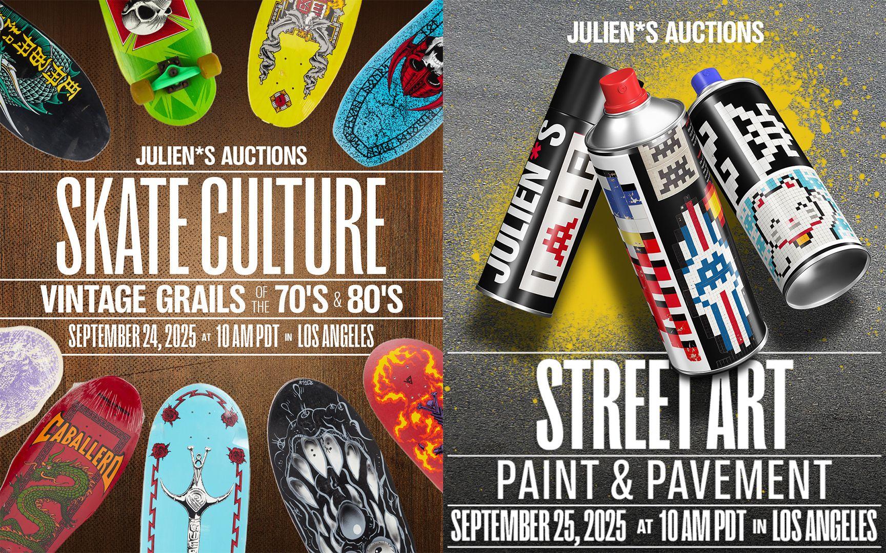 auction posters for skate culture and street art sales