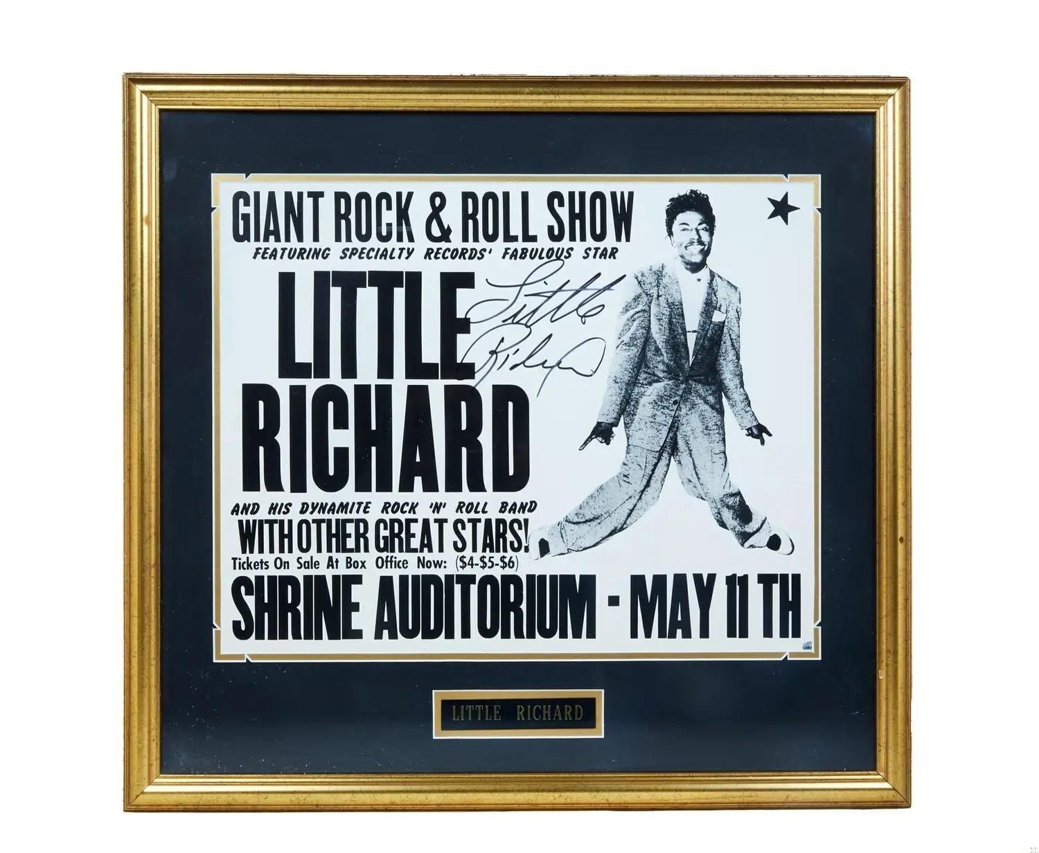 Lot 96  Rick Ross Little Richard Signed Giant Rock & Roll Show Concert Poster