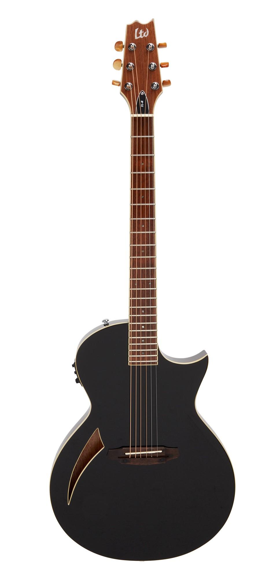 a dark brown guitar