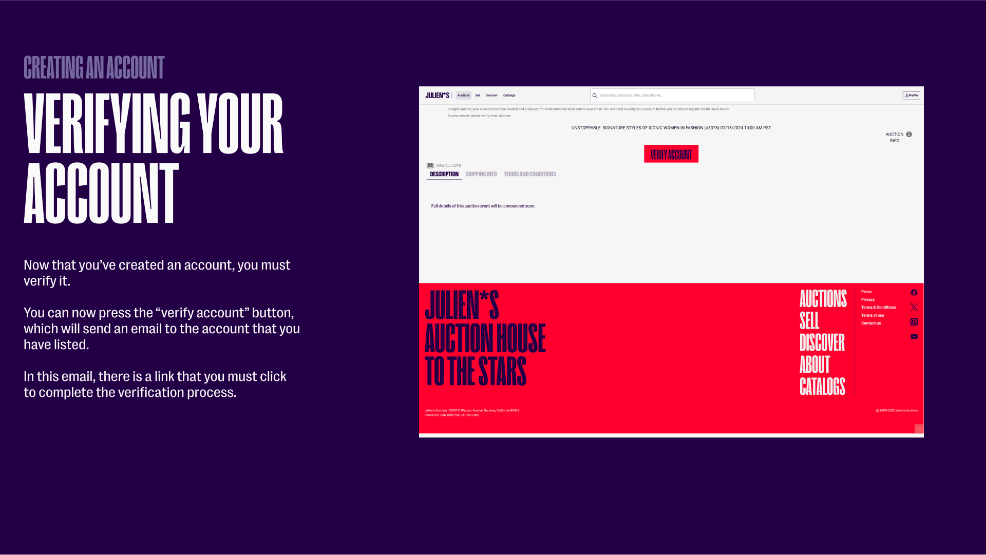 Verifying your account