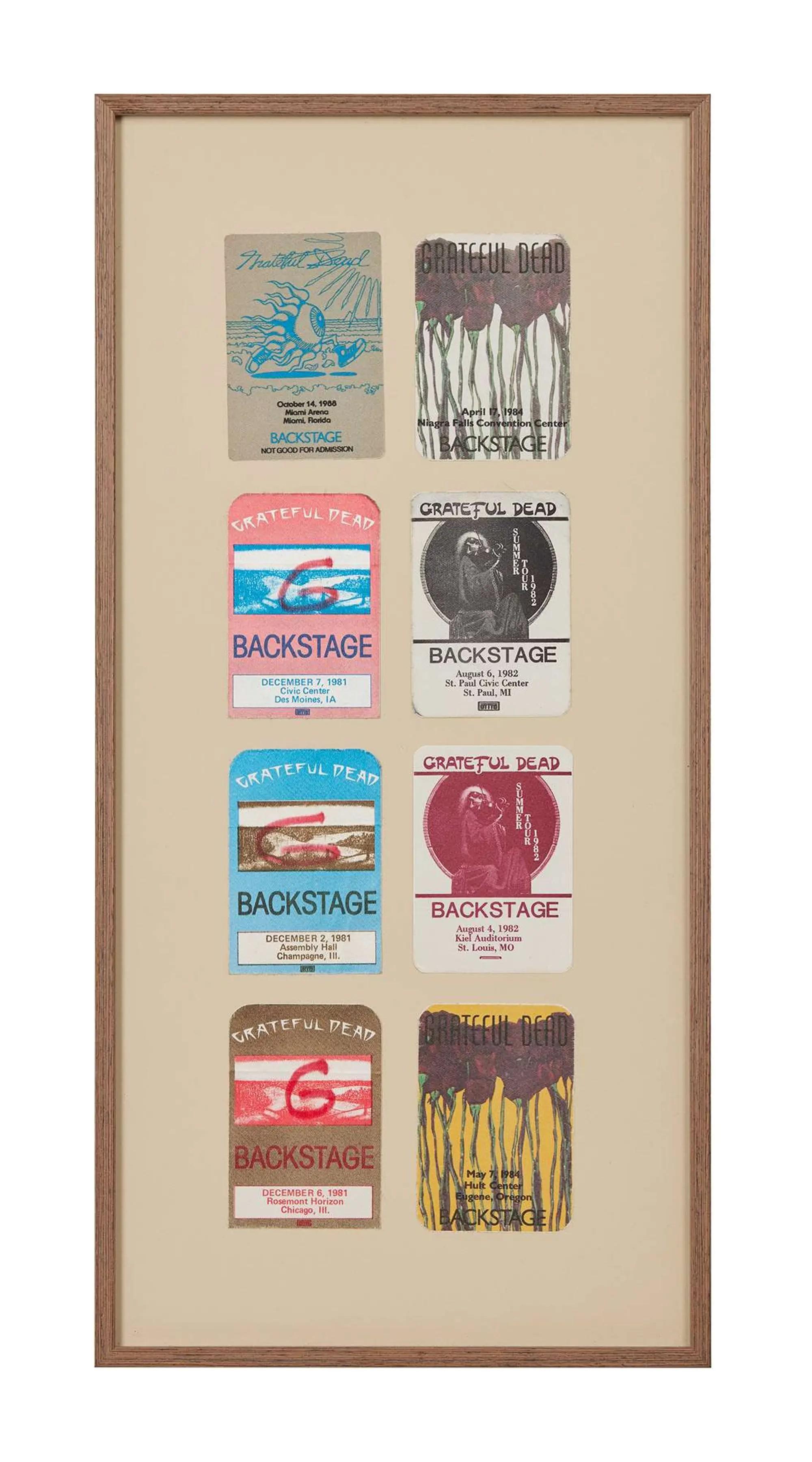 Lot #166 Grateful Dead Framed 1980s Backstage Passes