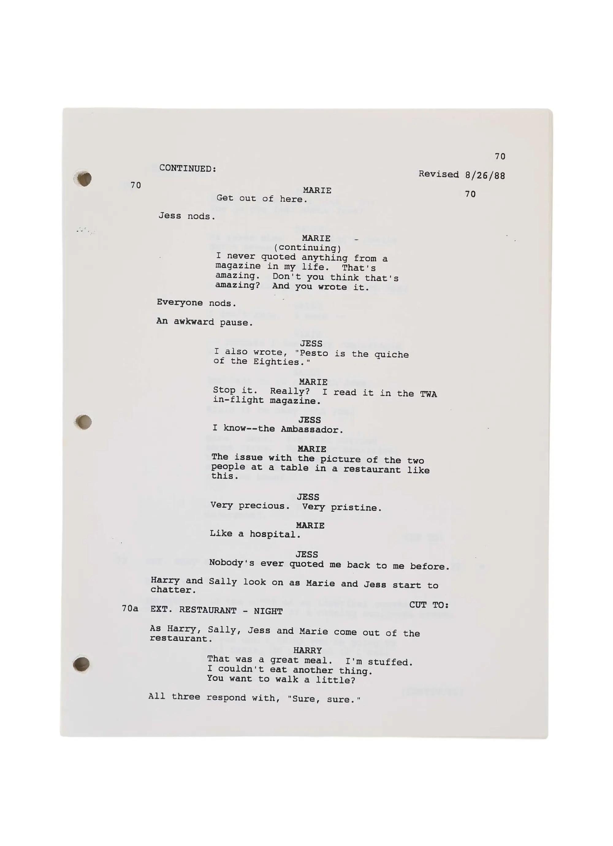 Lot #198  Rob Reiner 1989 “When Harry Met Sally…” Script