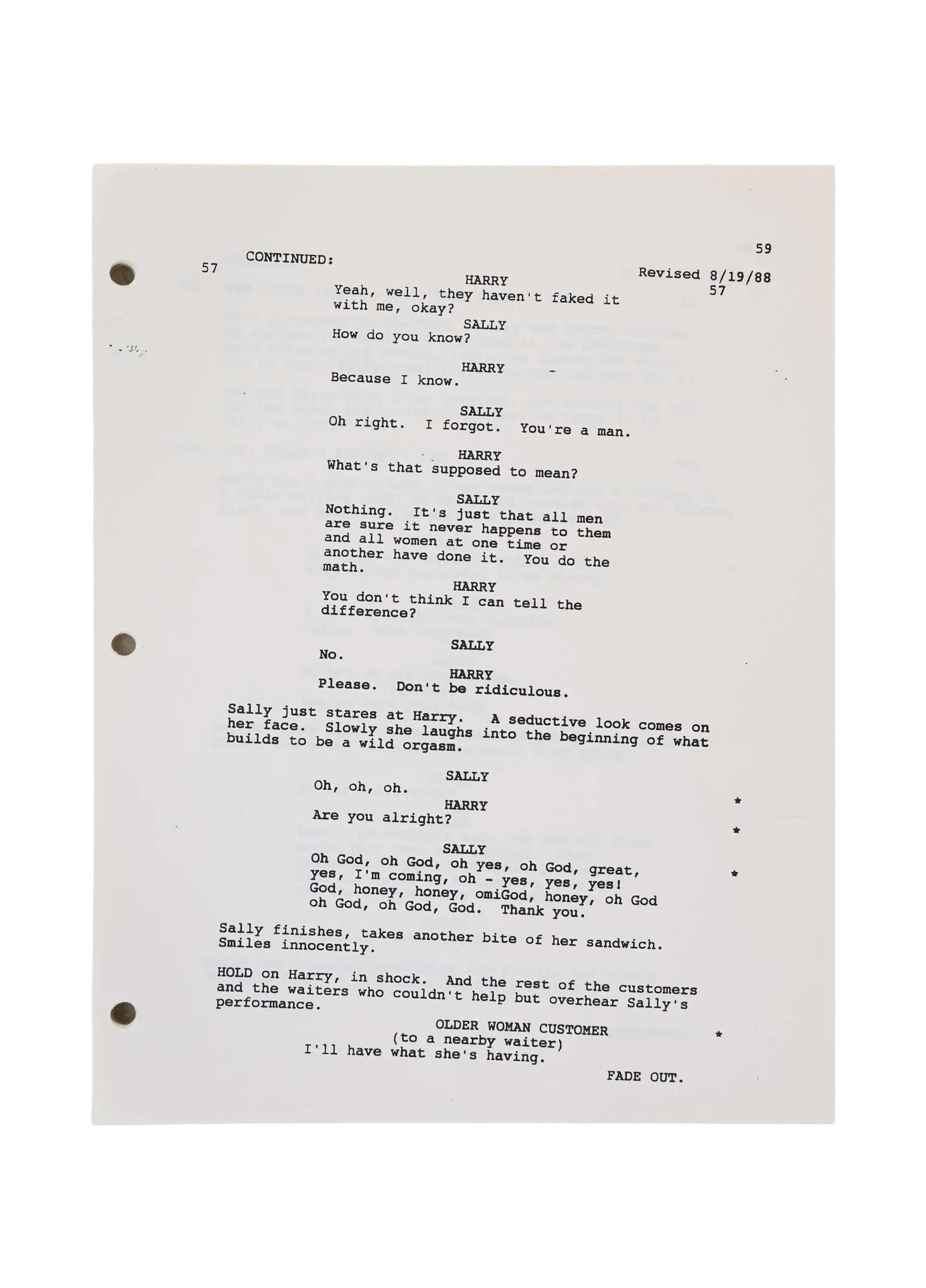 Lot #198  Rob Reiner 1989 “When Harry Met Sally…” Script