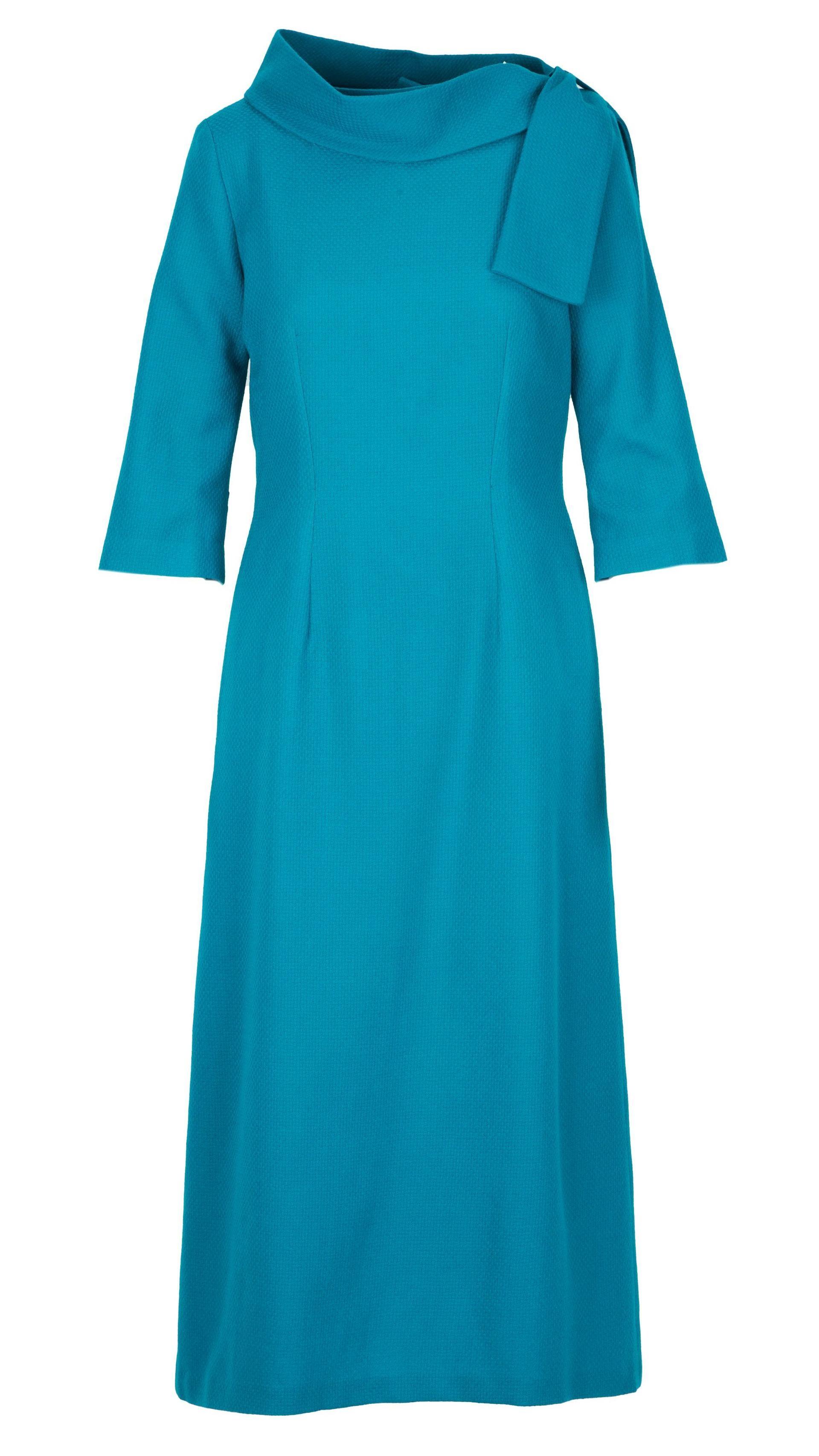 a teal blue dress