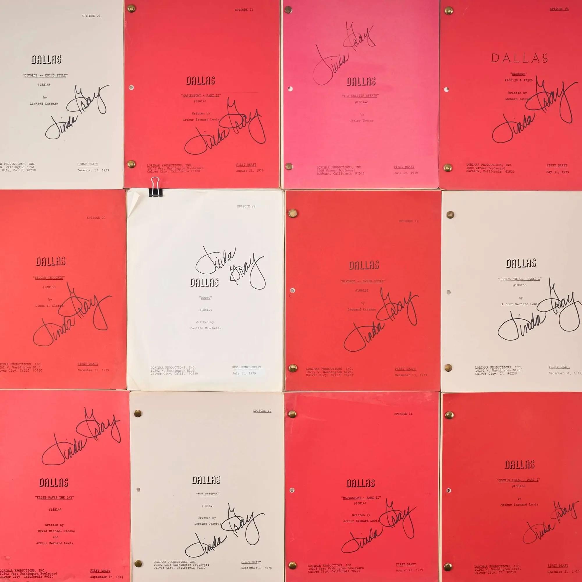 Lot #76  Linda Gray Signed 1979-80 “Dallas” Season Three Scripts