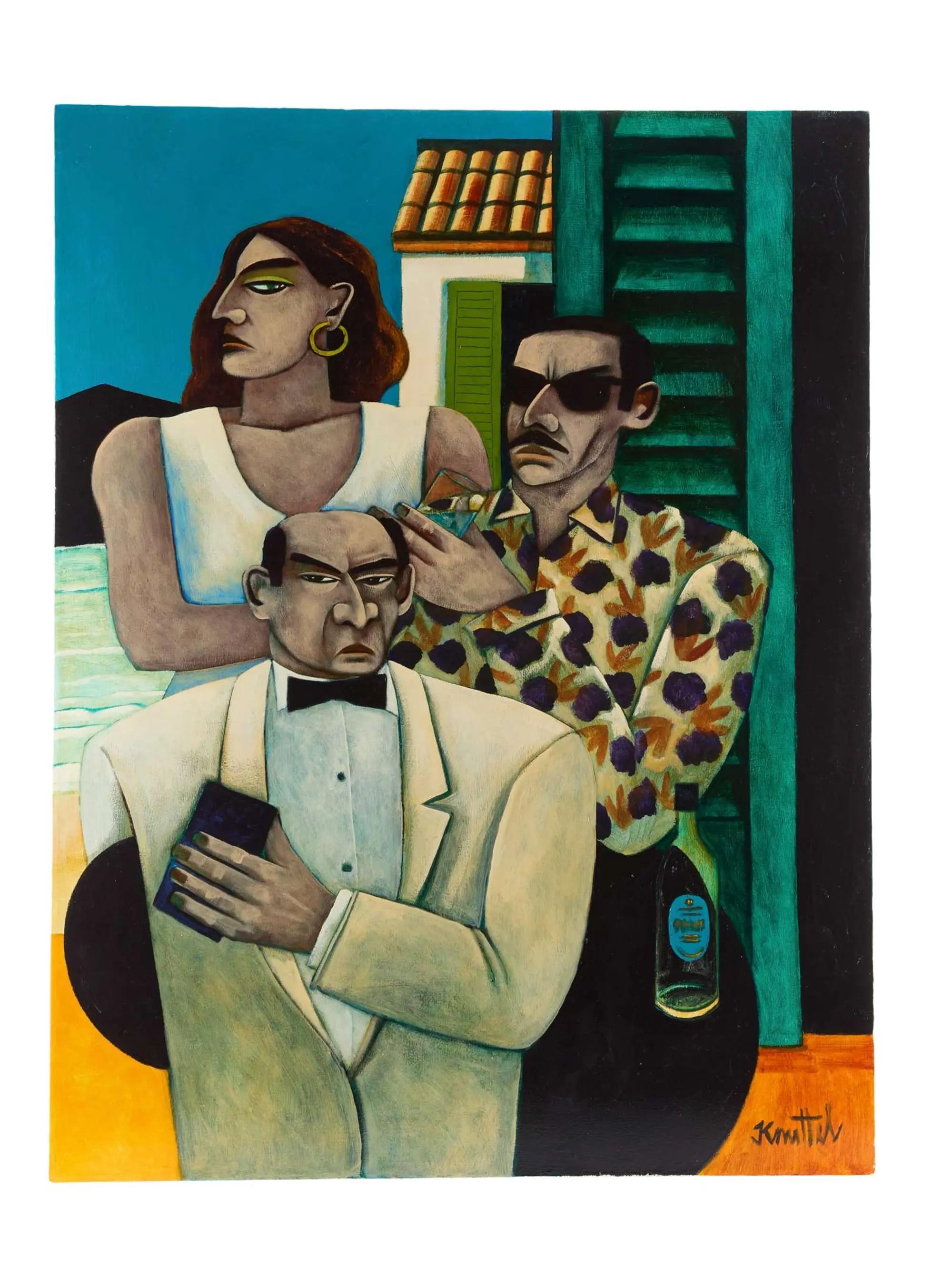 Lot #616  Jerry Weintraub Graham Knuttel “Cutting a Deal” Painting