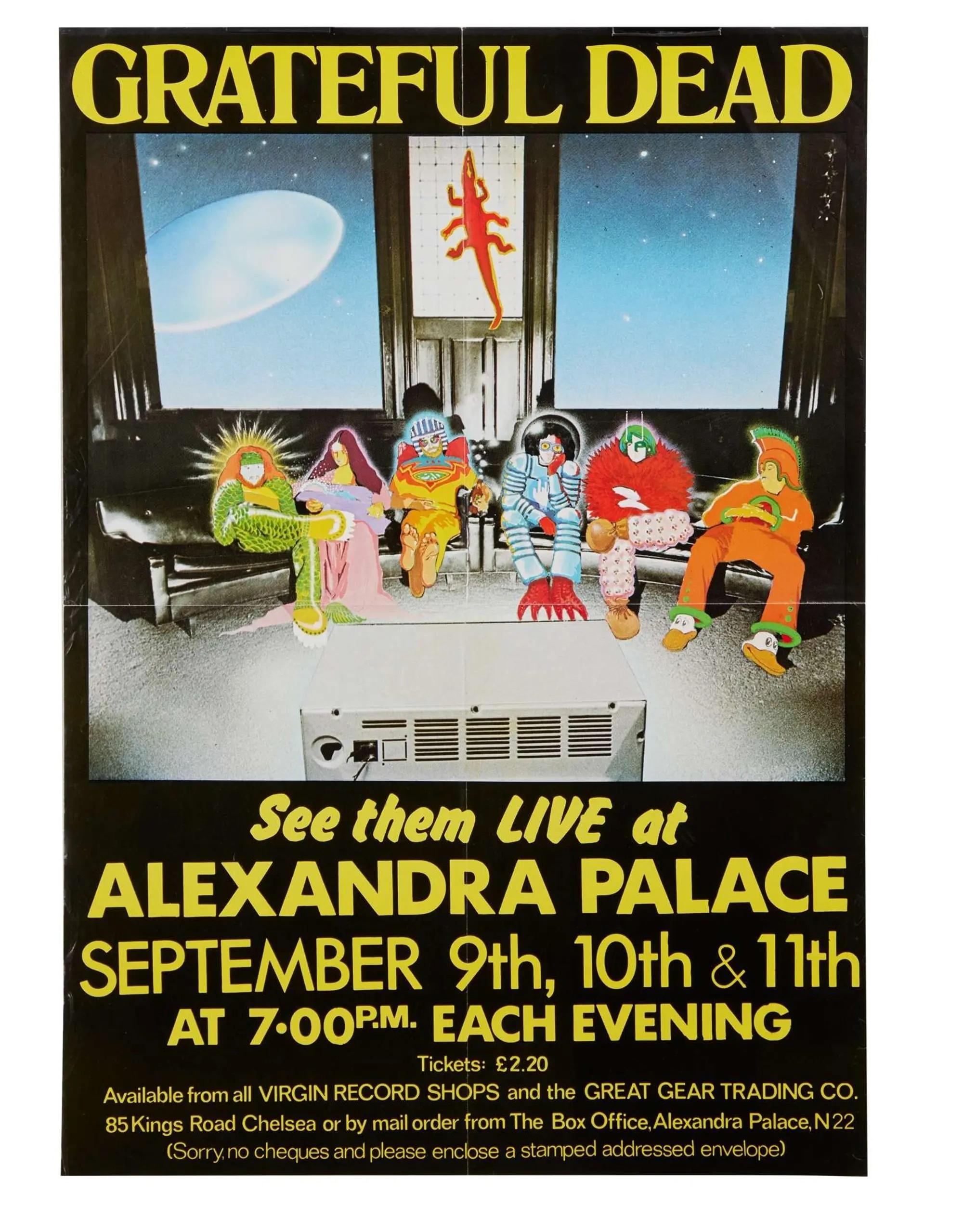 Lot #85  Grateful Dead 1974 Alexandria Palace London Concert Poster
