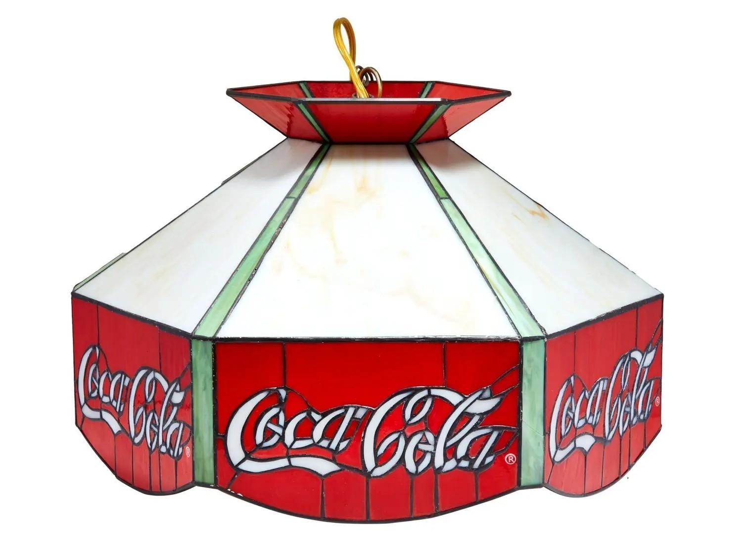 Lot #124. Rick Ross | Vintage "Coca-Cola" Stained Glass Chandelier Lot 124 Rick Ross Vintage Coca-Cola Stained Glass Chandelier