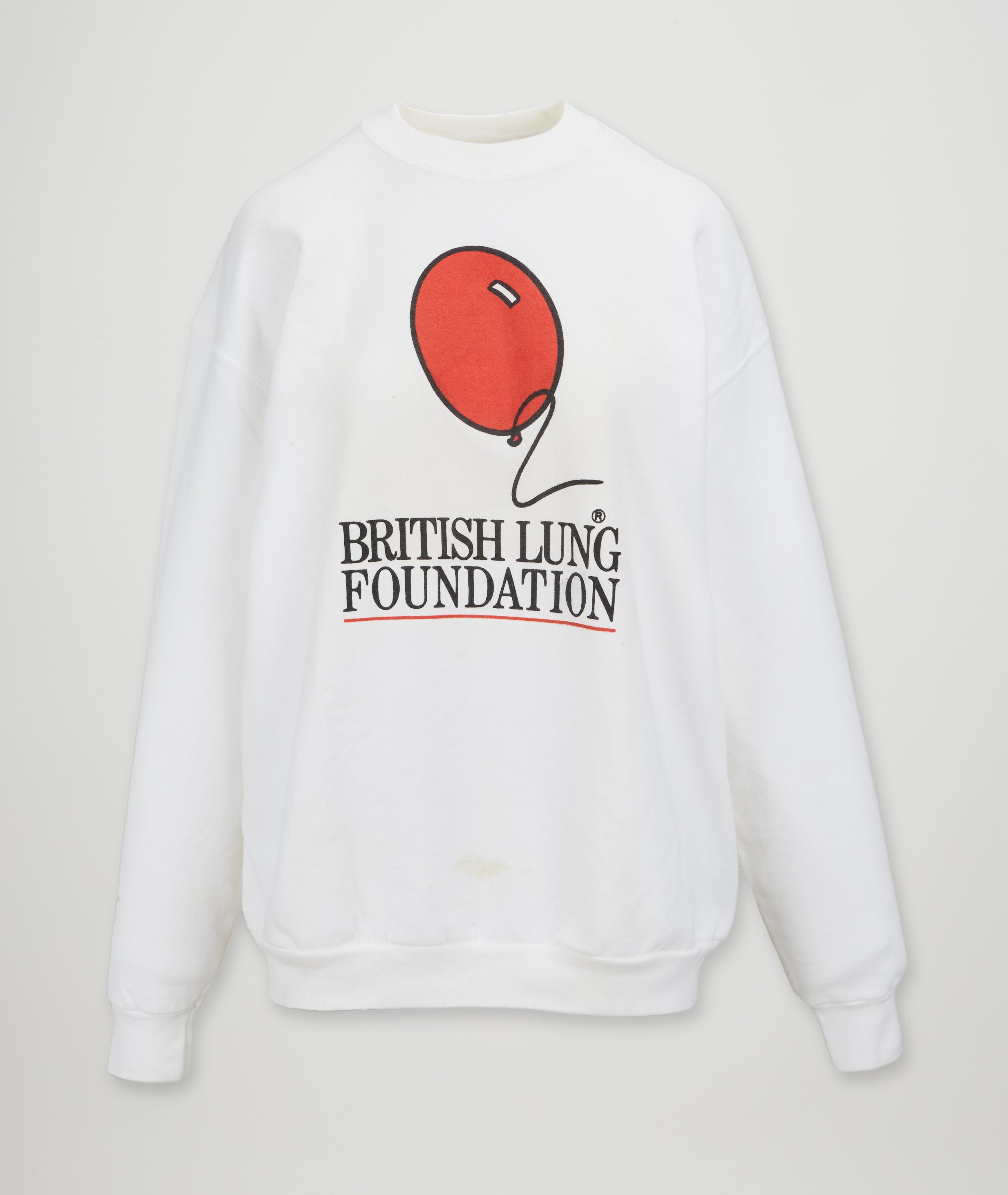 a white crew neck sweatshirt owned by princess diana