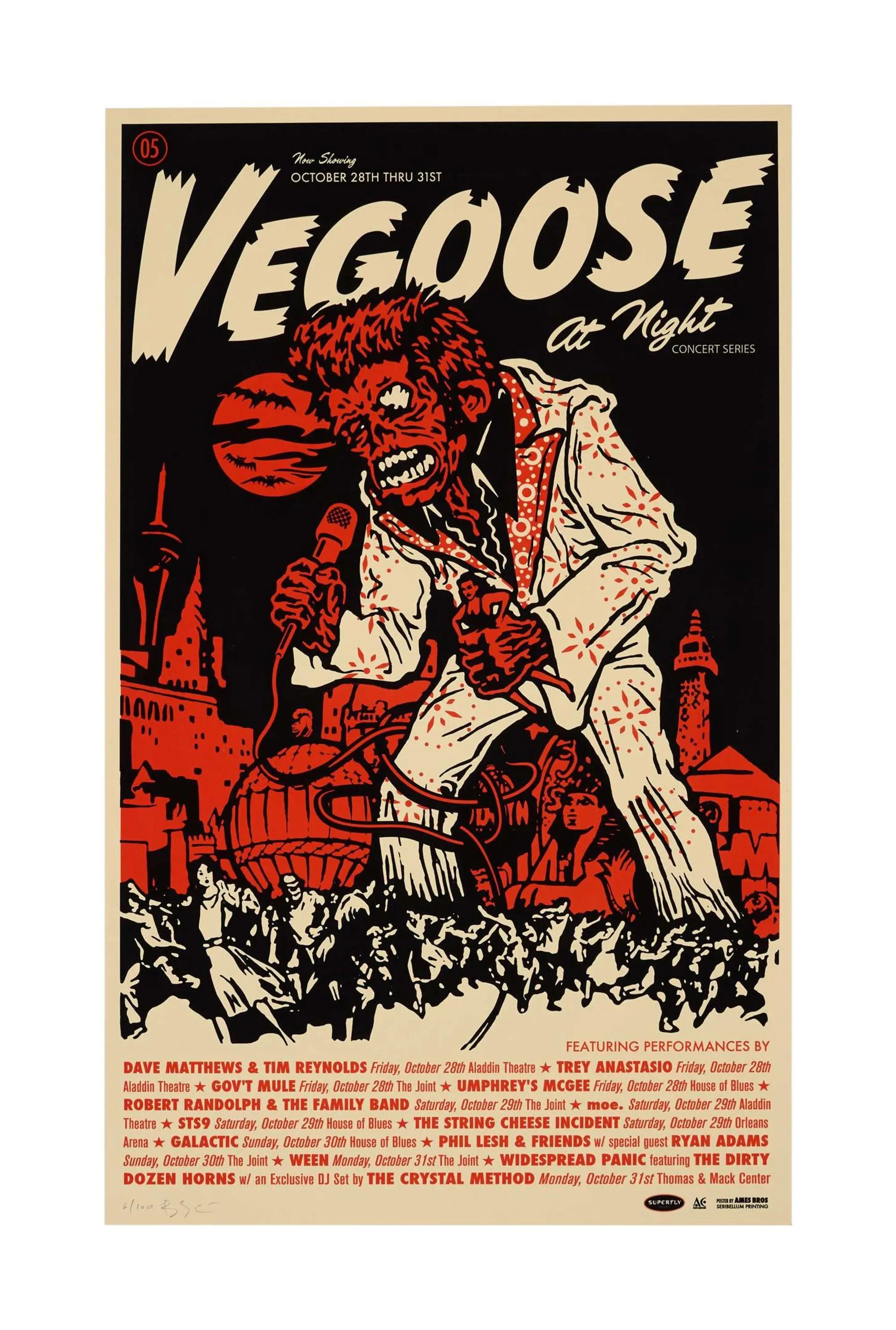 Lot #315  Phil Lesh 2005 Artist Signed Original Ames Bros Vegoose at Night Festival Poster