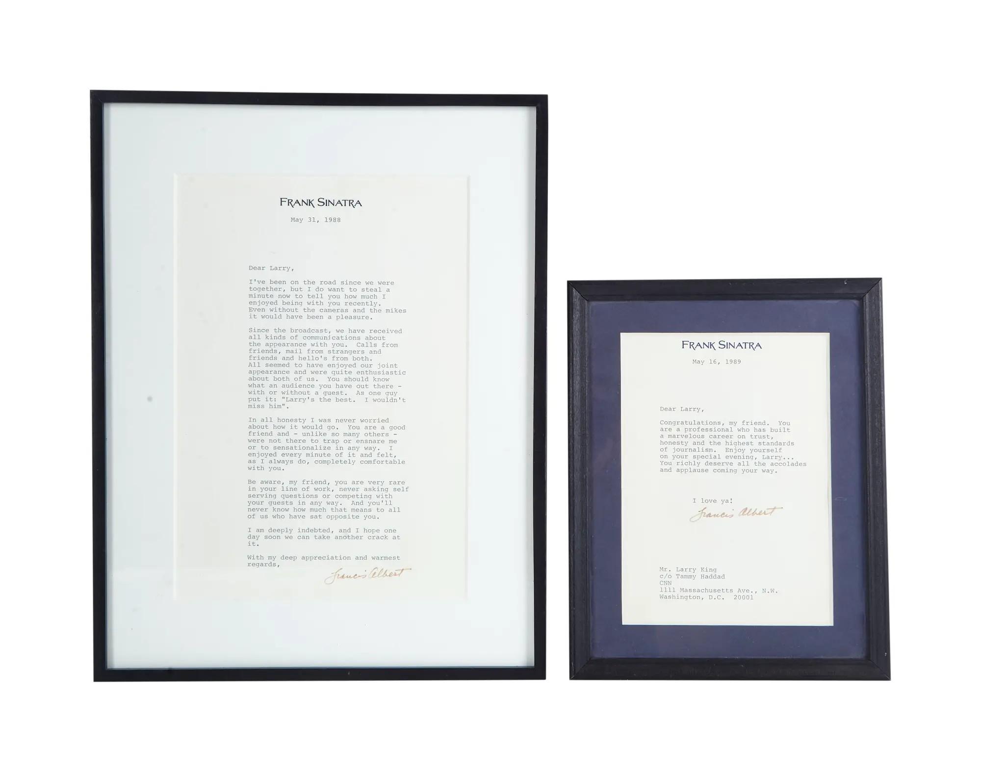 Larry King 1980s Frank Sinatra Letters
