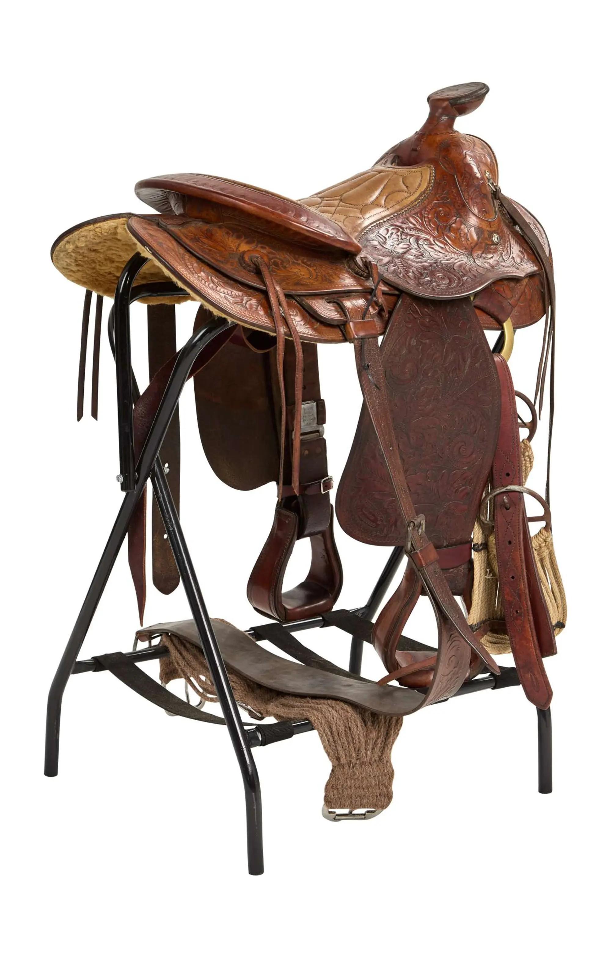 Lot #212  Gunsmoke Miss Kitty (Amanda Blake) Leather Saddle