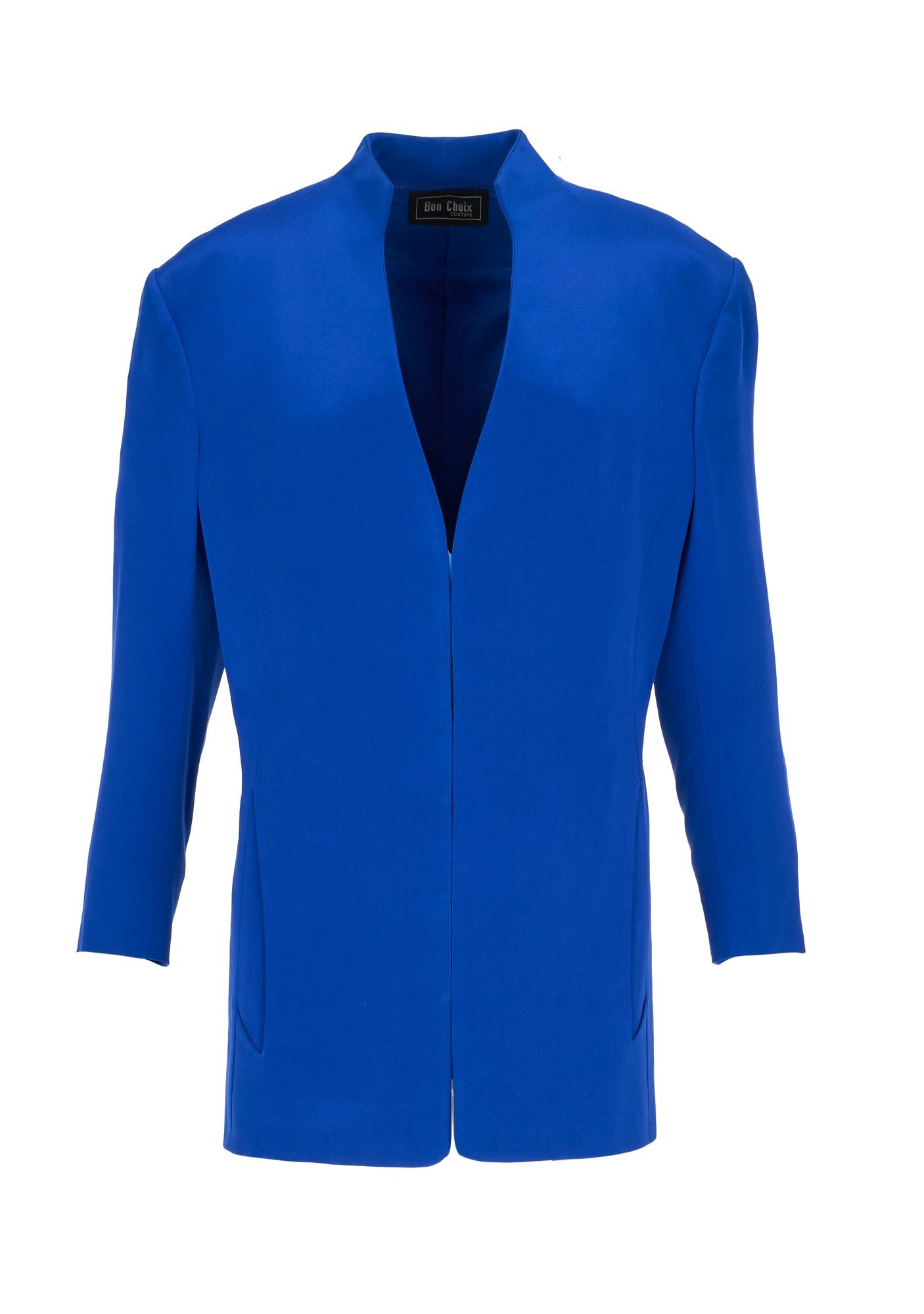 Lot #5. Whoopi Goldberg | 1993 Sister Act 2 Worn Blazer Royal blue collarless blazer with a deep V-neck and three-quarter sleeves.