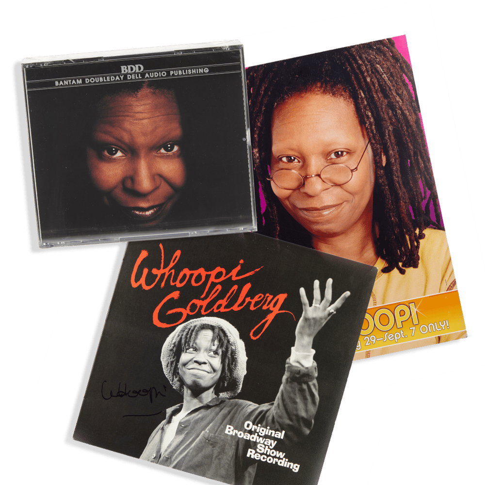 Three photos of Whoopi Goldberg