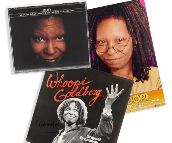 Three photos of Whoopi Goldberg