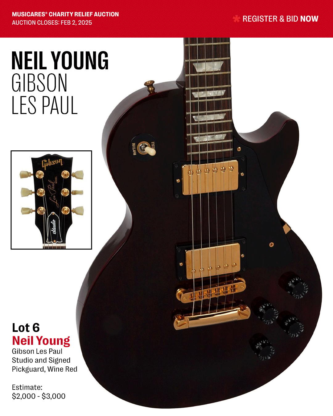 a gibson les paul guitar is up for auction