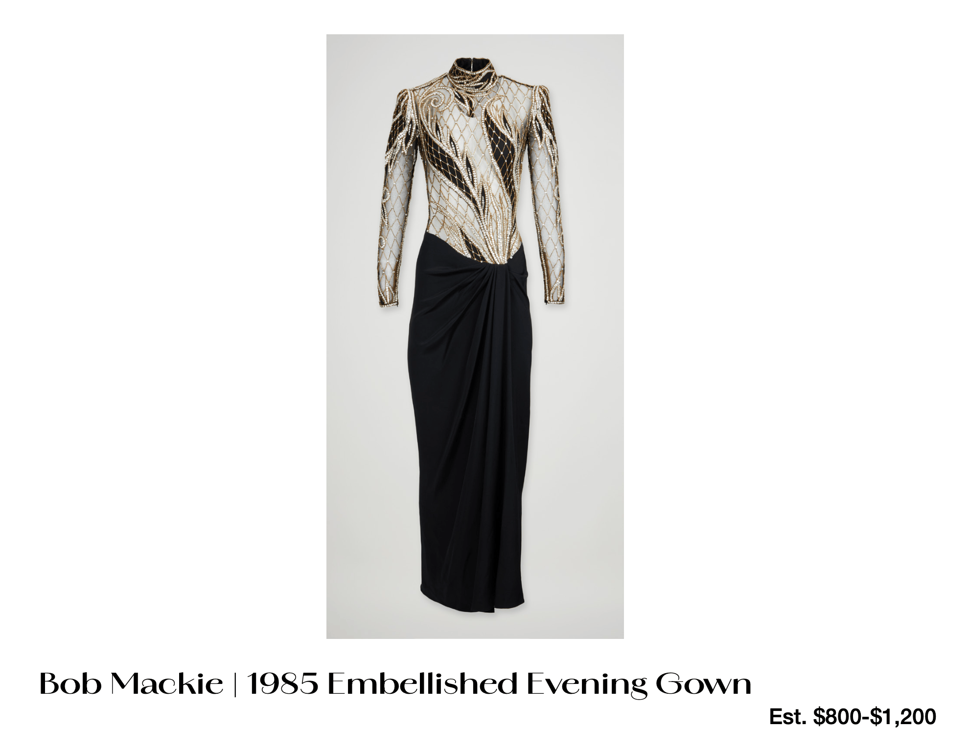 a bob mackie 1985 embellished evening gown costs $ 800-$1,200