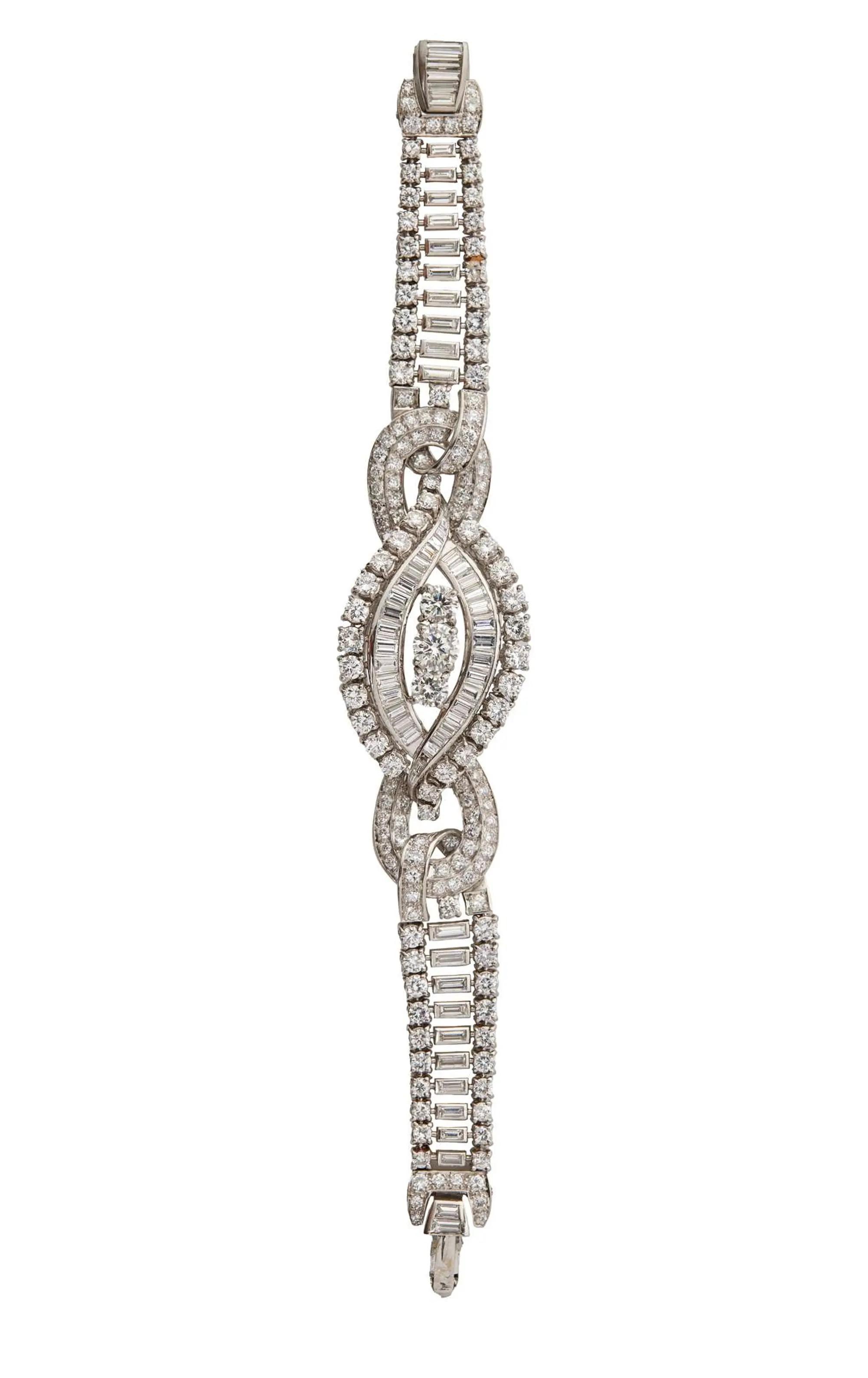 Lot #324  Jerry Weintraub Mid-Century Diamond and Platinum Bracelet