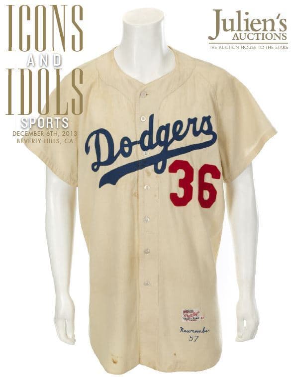 A Dodgers jersey is on a poster for Julien's Auctions