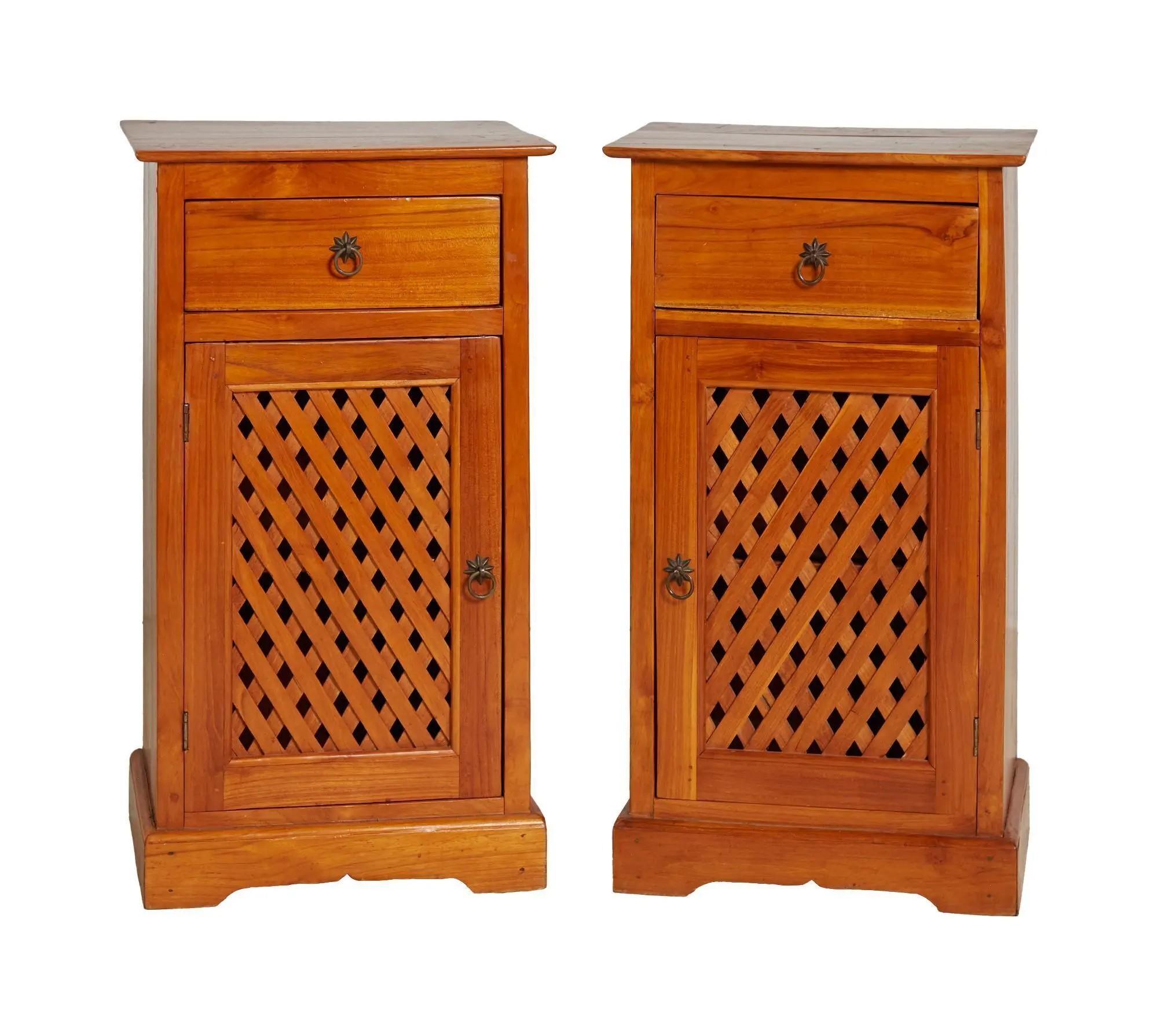 Lot #391. Joe Walsh | Pair of Indian Wood Nightstand Tables Lot #391 Joe Walsh Pair of Indian Wood Nightstand Tables