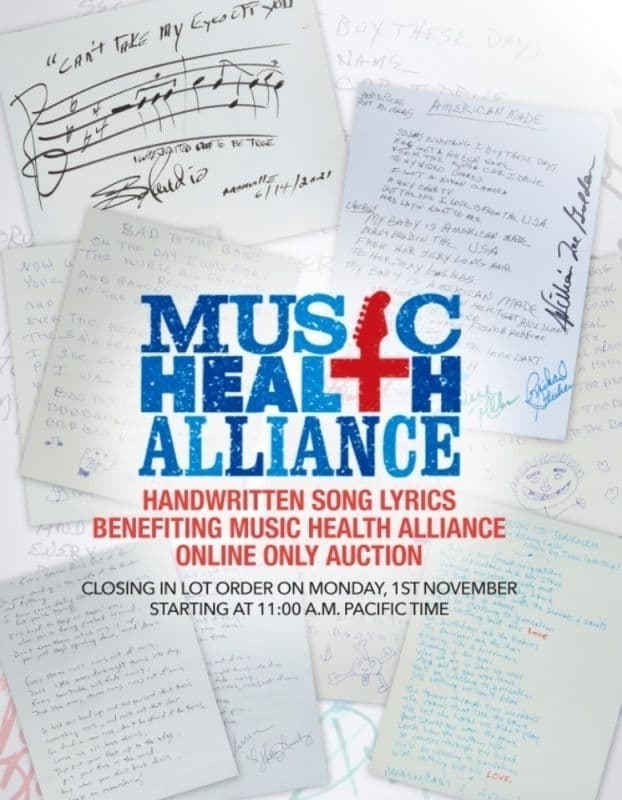 A poster for Julien's Auctions and Music Health Alliance 