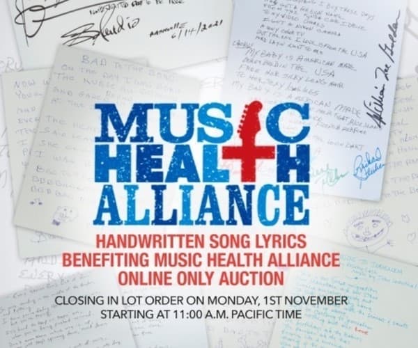 A poster for Julien's Auctions and Music Health Alliance