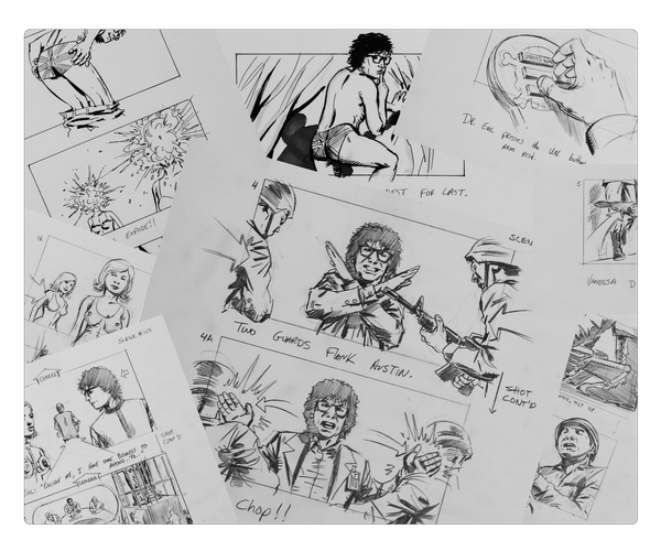 a collage of drawings with one that says " chop "