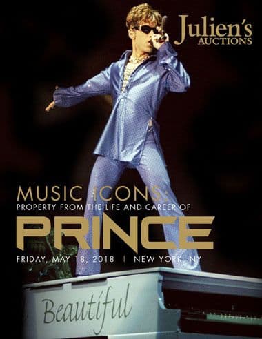 A poster for Music Icons : Property from the Life and Career of Prince