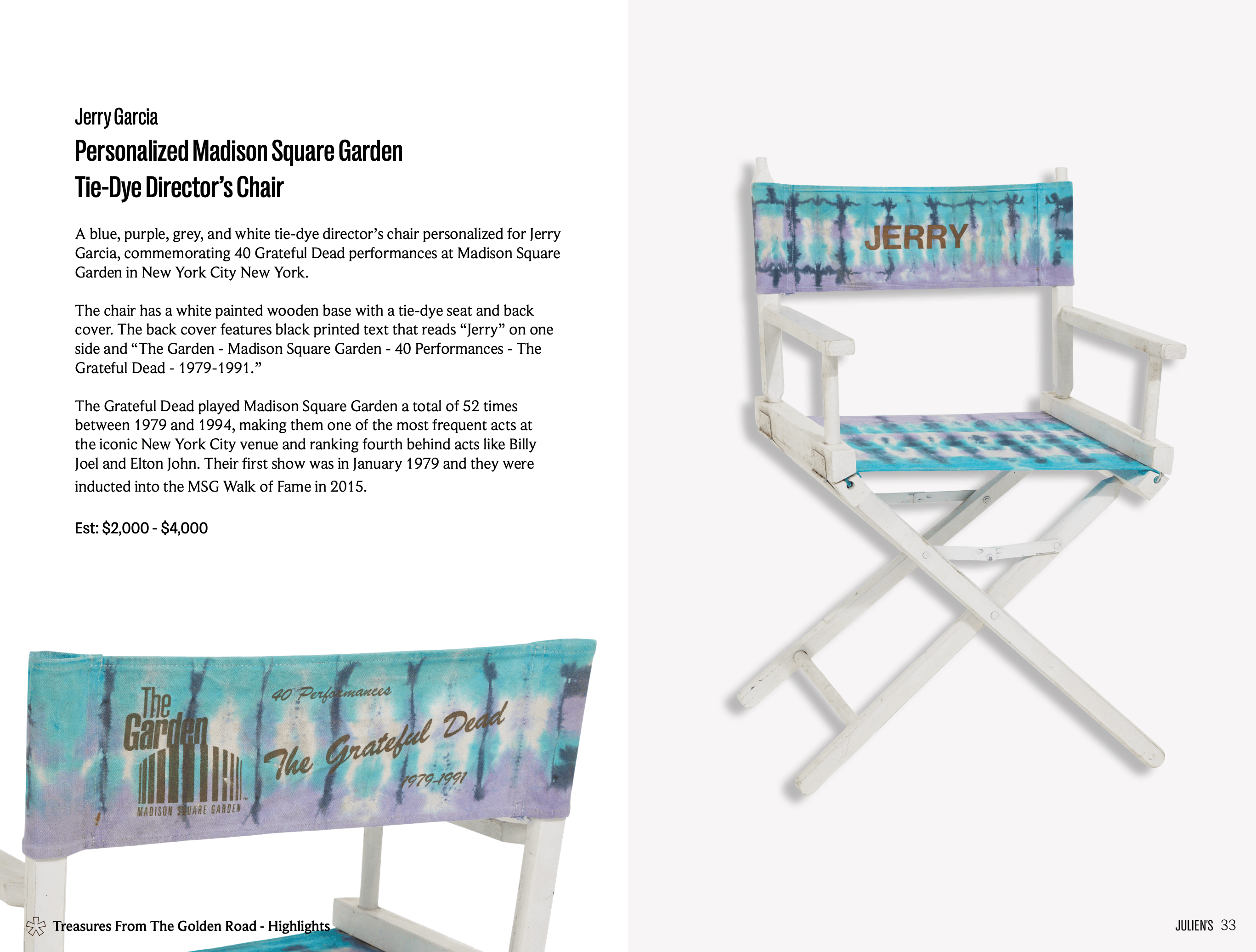 jerry garcia madison square garden director's chair