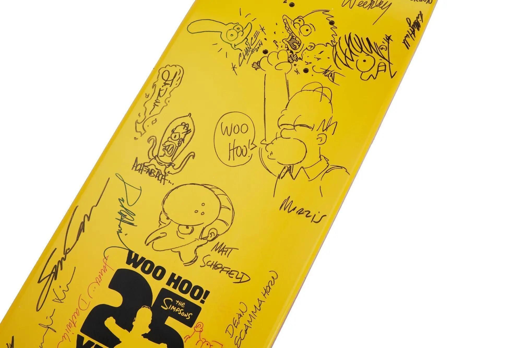 The Simpsons Multi Signed Skateboard