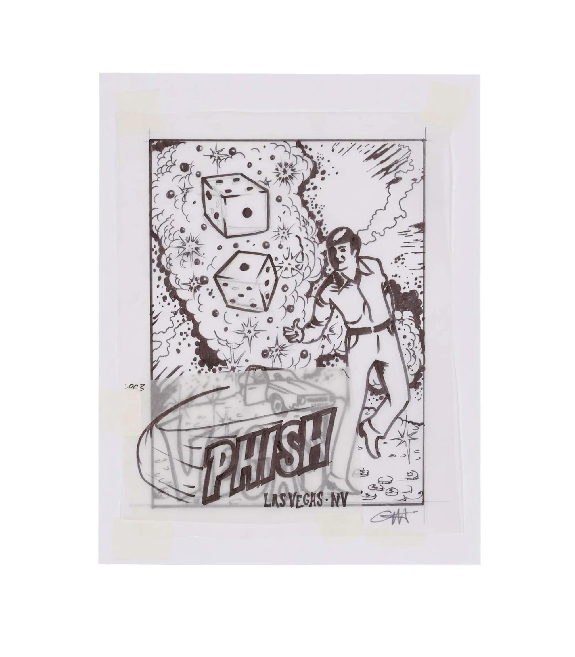Lot #316  Phish 2003 Artist Signed Original Ames Bros. Thomas and Mack Center Las Vegas Artwork