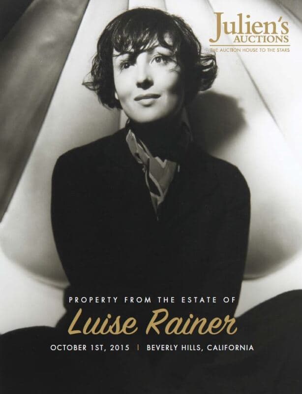 A poster for Julien's Auctions showing Luise Rainer