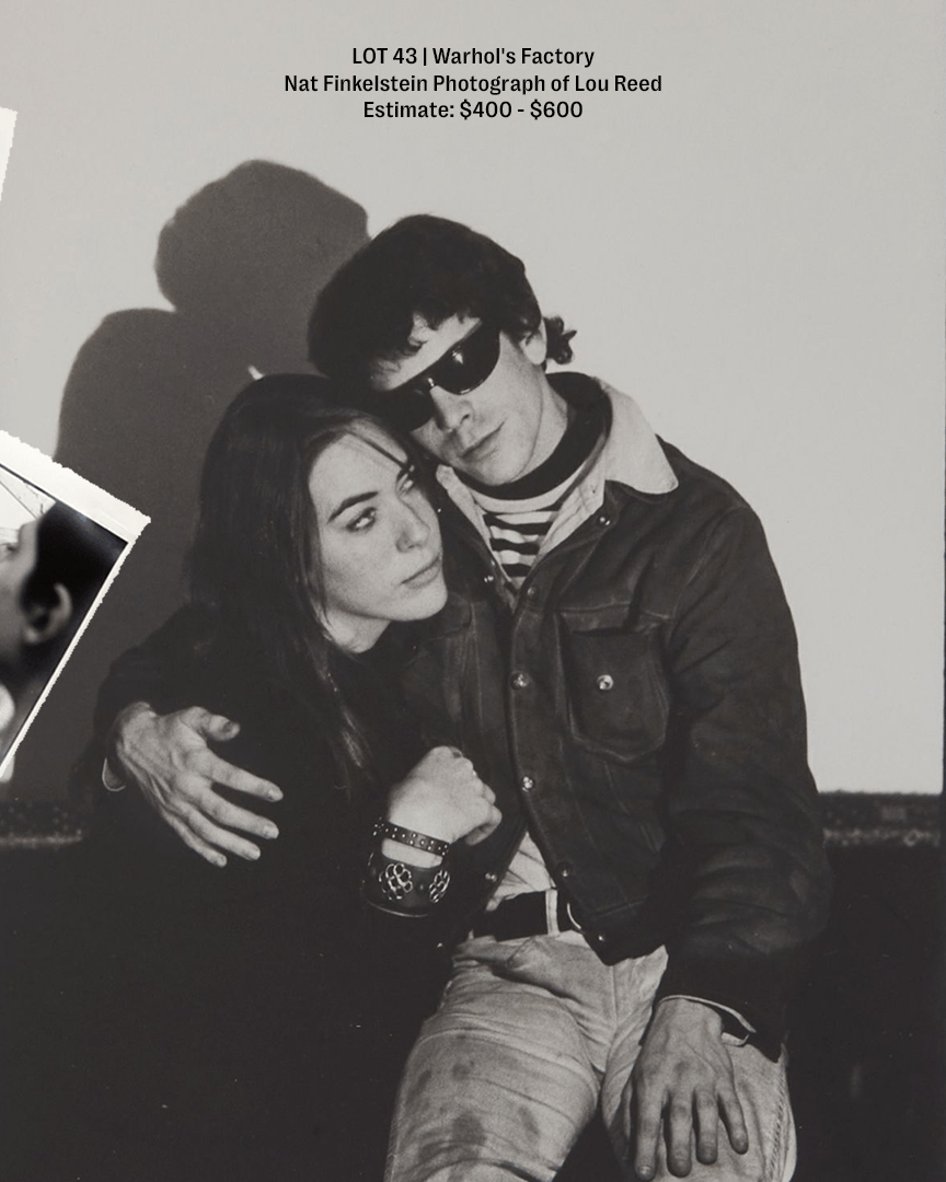 a black and white photo of a man and woman with the words lot 43 at the top