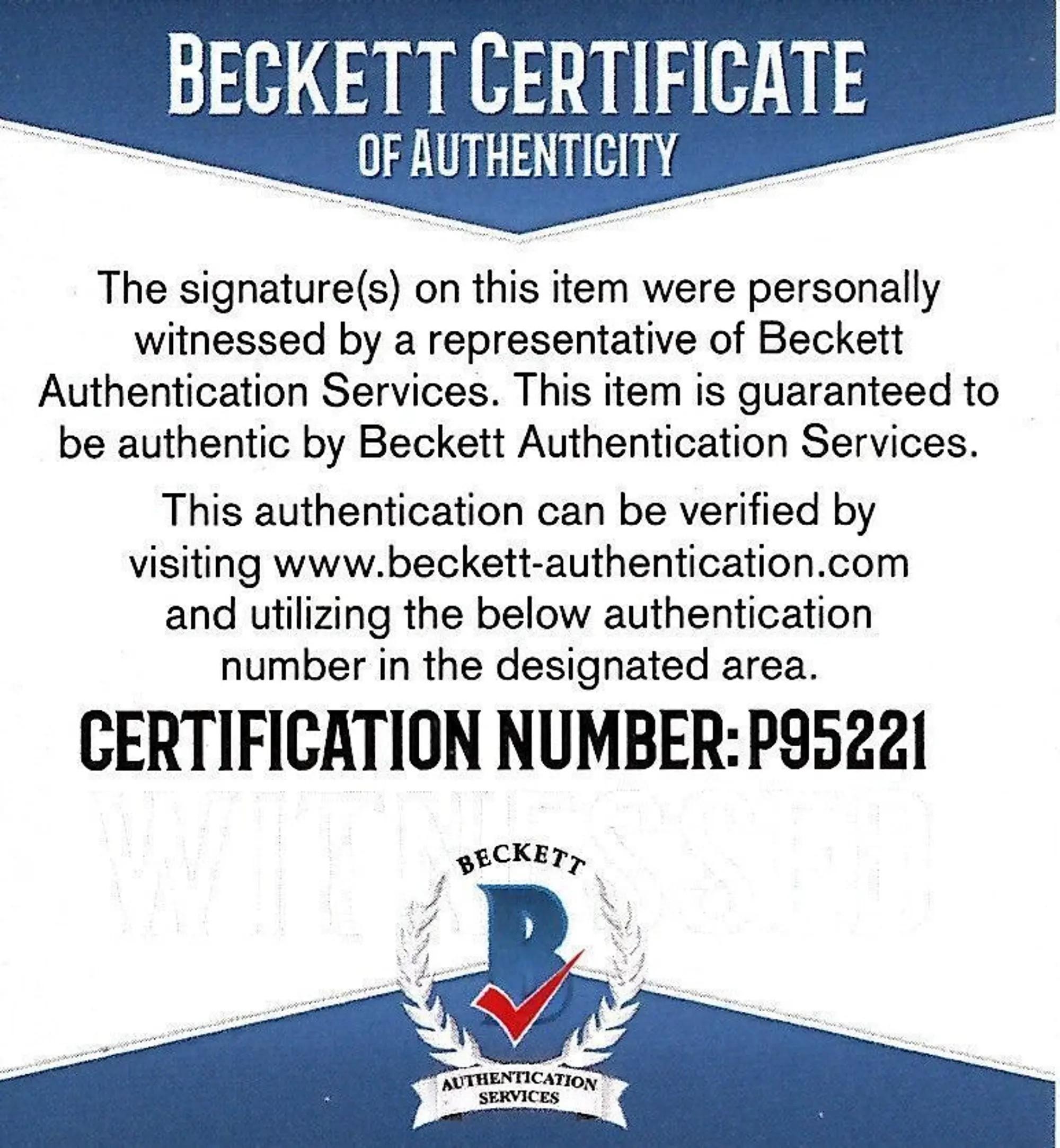 beckett certificate of authenticity for Harrison Ford fedora from Indiana Jones and the Kingdom of the Crystal Skull