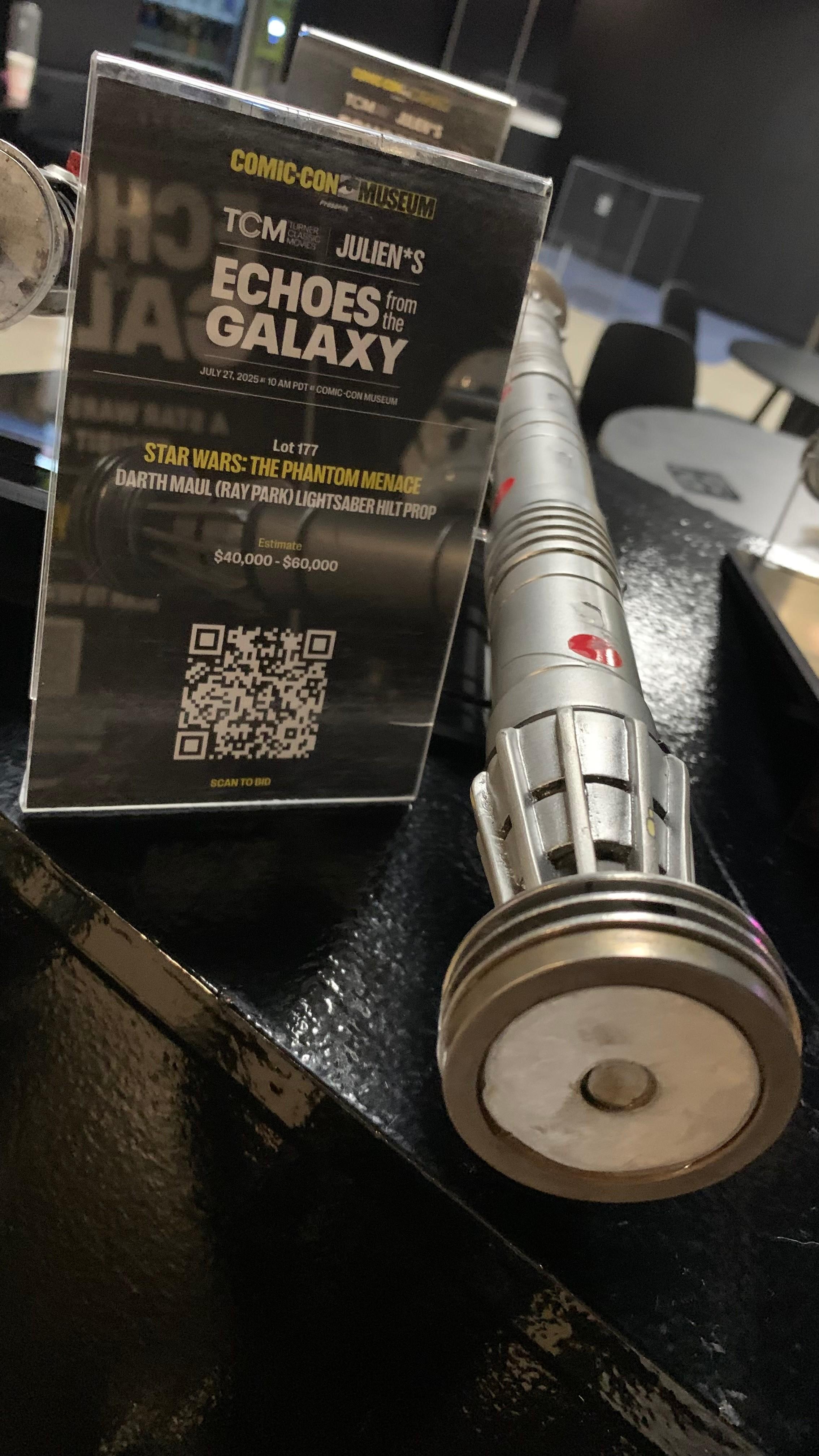 a star wars artifacts on display at the comic con museum