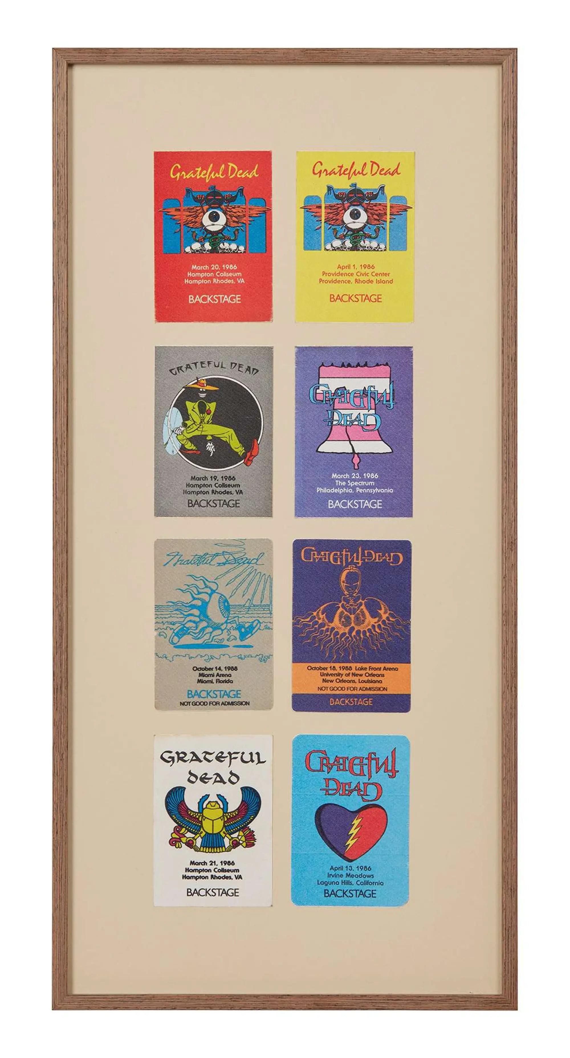 Lot #164 Grateful Dead Framed 1980s Backstage Passes
