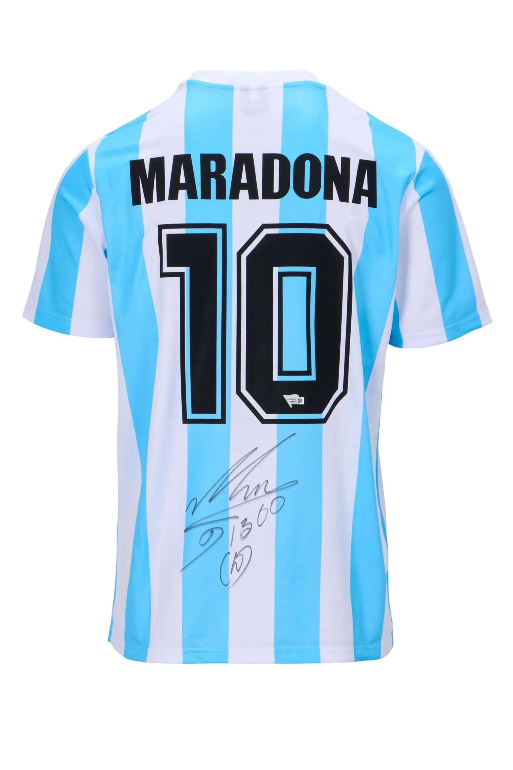 Lot #82  Diego Maradona Signed Argentina Commemorative Jersey (Fanatics)
