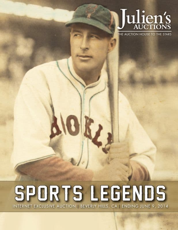 A baseball player is on the post for Julien's Auctions Sports Legends 2014