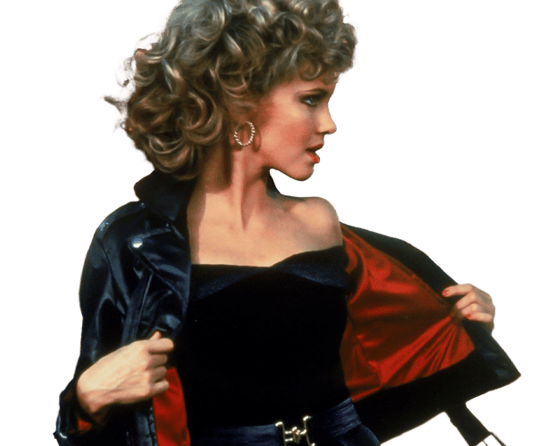 a woman wearing a black leather jacket with a red lining