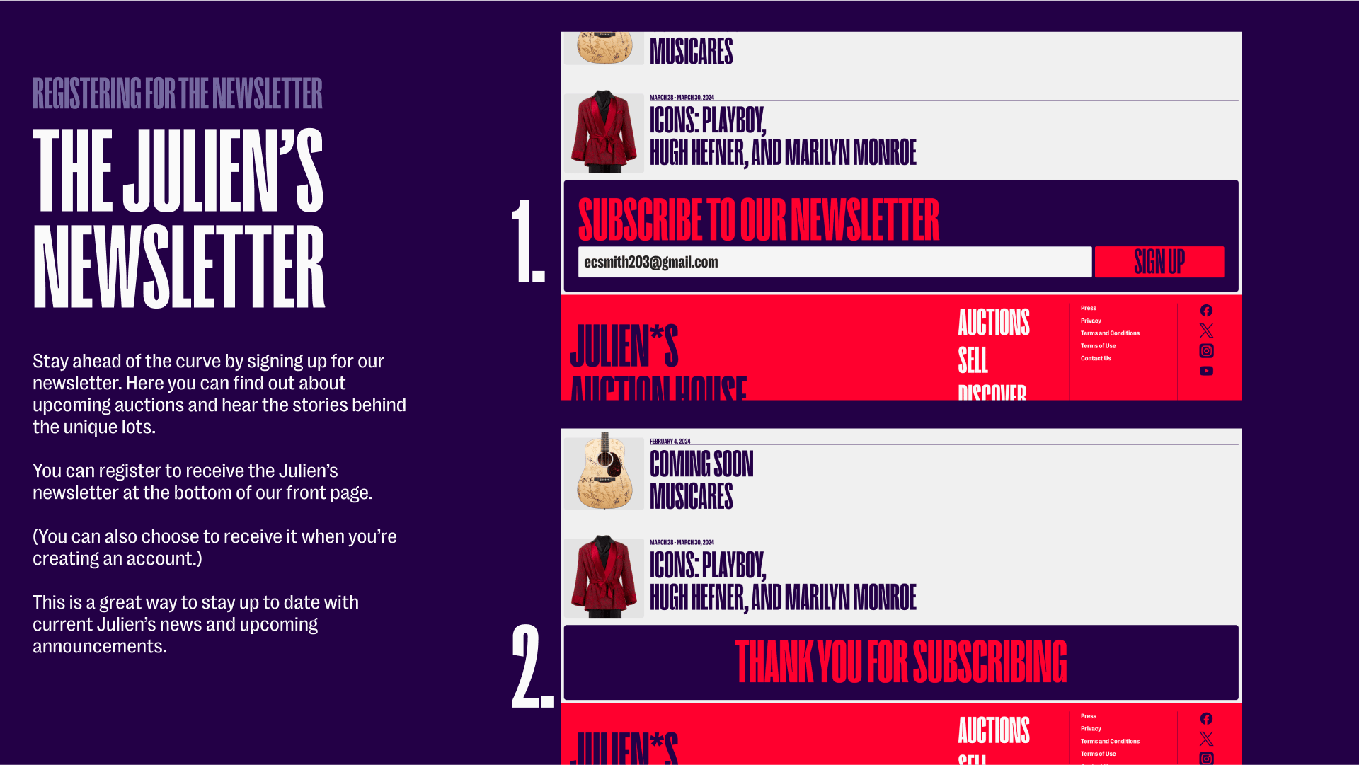 How to sign up for the newsletter