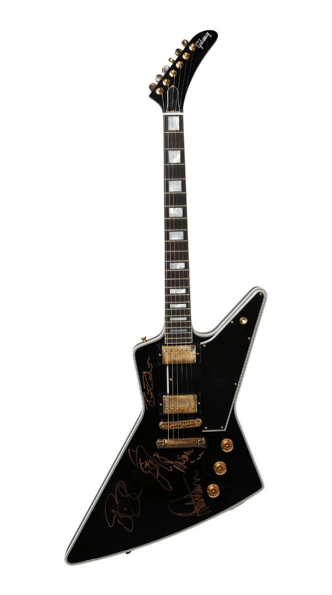 Lot #387. Cheap Trick | Signed Gibson Explorer Custom Electric Guitar, Ebony Lot #387 Cheap Trick Signed Gibson Explorer Custom Electric Guitar, Ebony